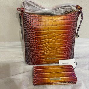 Brahmin Katie Handbag & Addy Wallet Bundle in Sunrise Millenia w/Shopping Bag